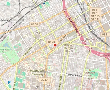 Map showing Hattie B's Hot Chicken - Nashville - Midtown