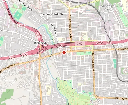 Map showing Hattie B’s Hot Chicken