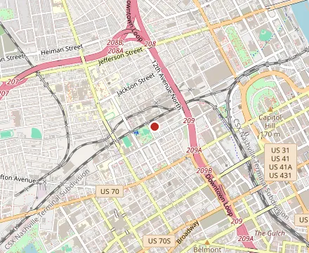 Map showing Nelson's Green Brier Distillery