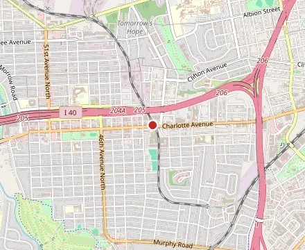 Map showing Five Points Pizza - West Nashville